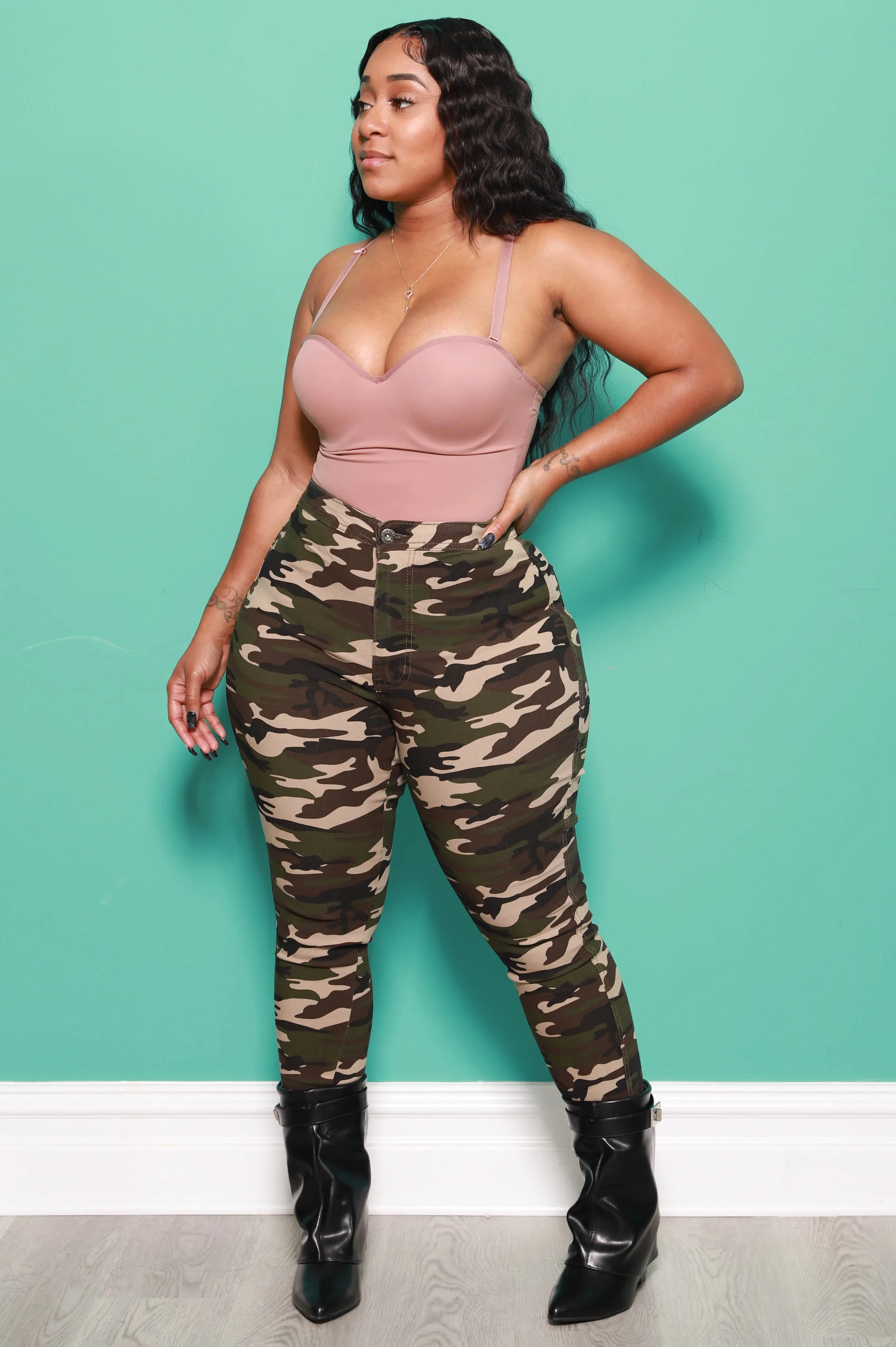 $15.99 Super Swank High Waist Stretchy Jeans - Dark Camo