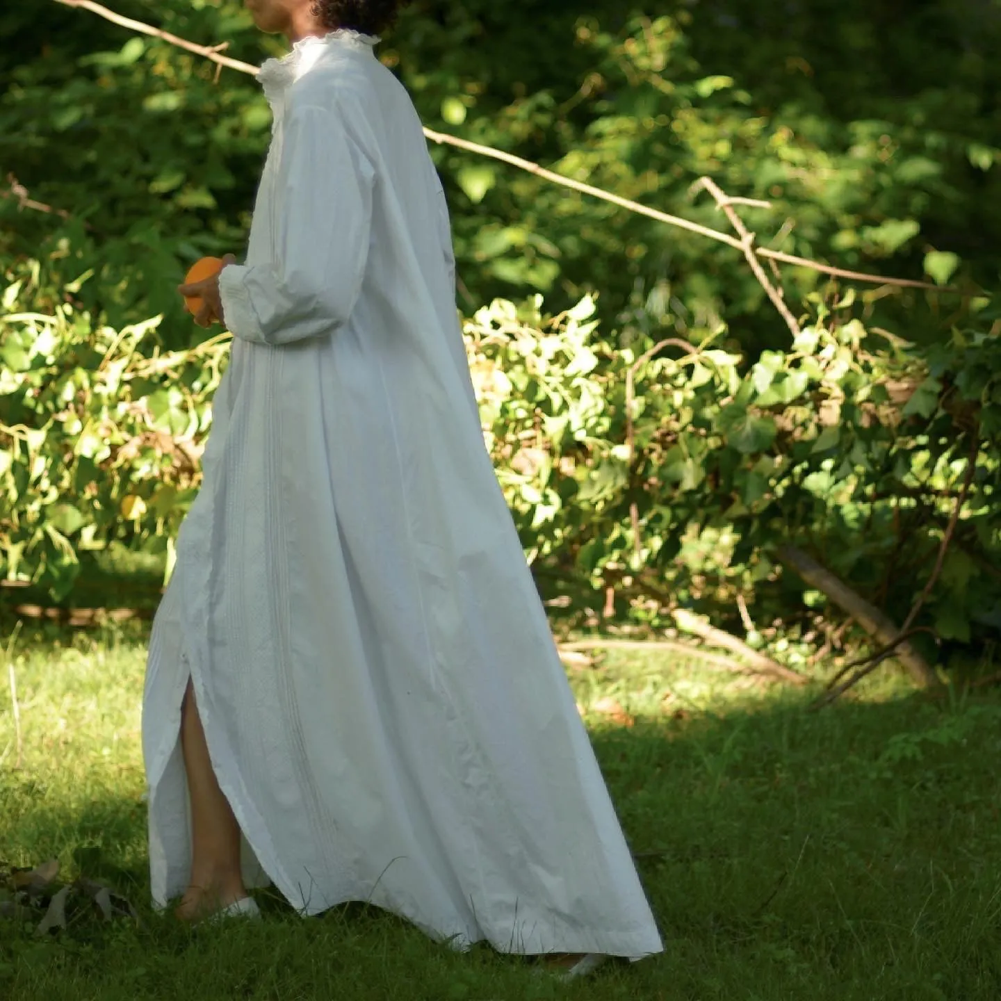 1880s brides trousseau billowing A-line pintuck/embroidered night dress