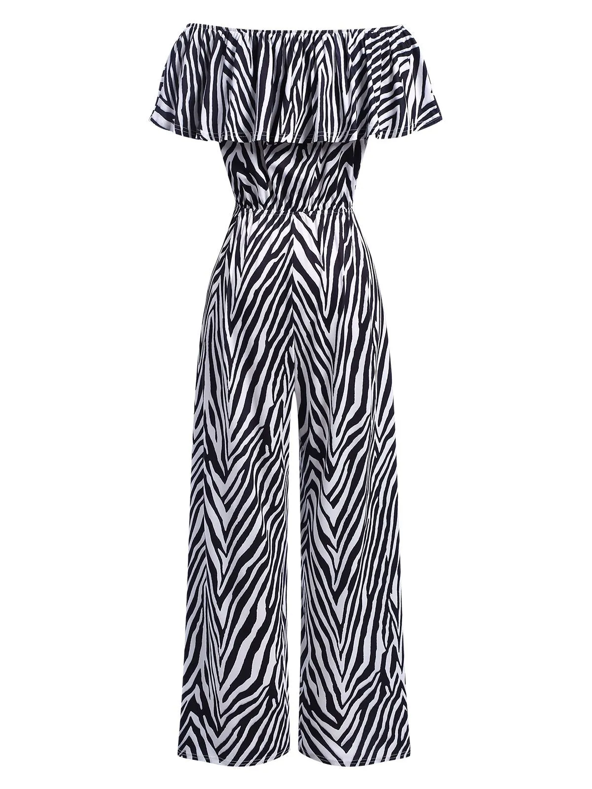 1930s Off-Shoulder Zebra Stripe Jumpsuit