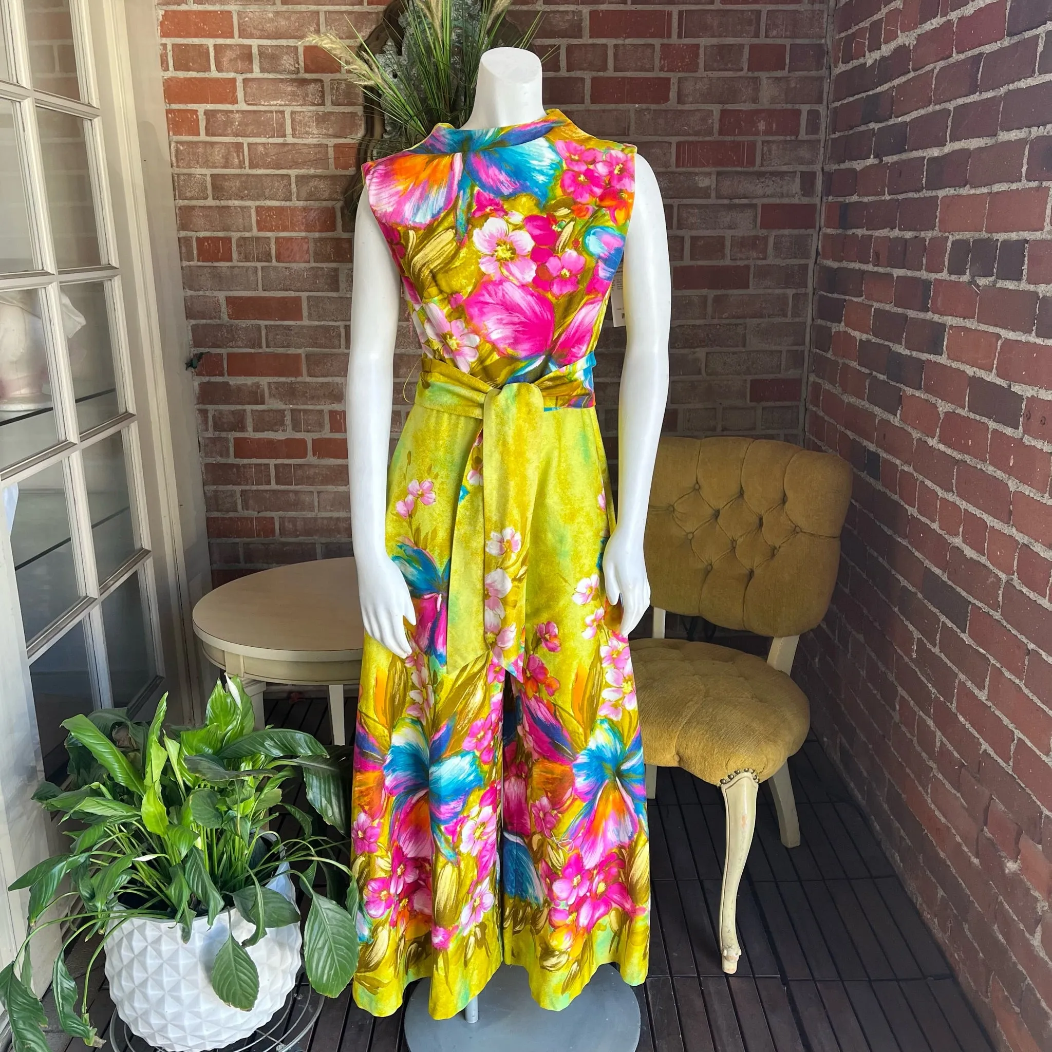 1960s Tropical Floral Jumpsuit