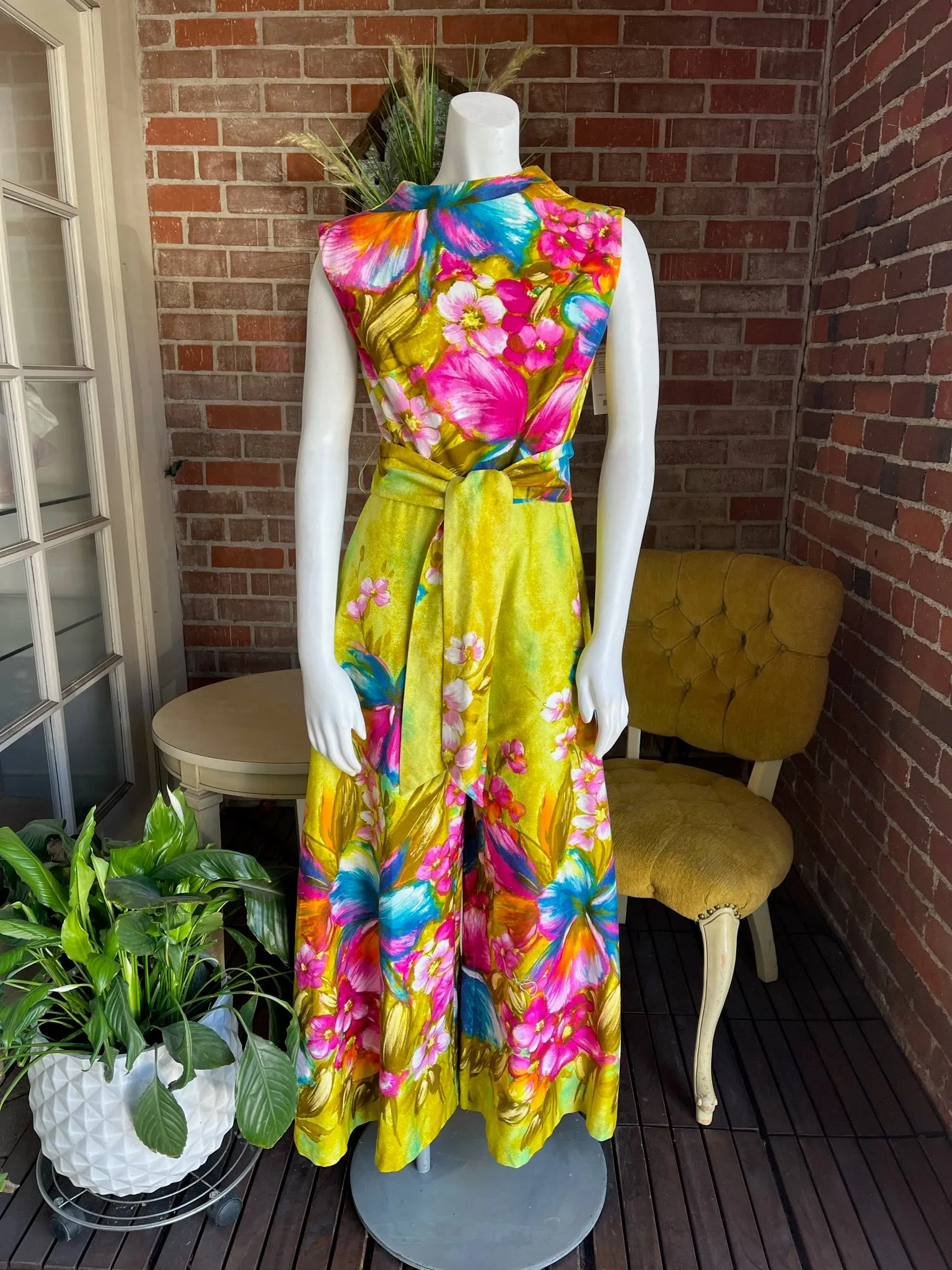 1960s Tropical Floral Jumpsuit