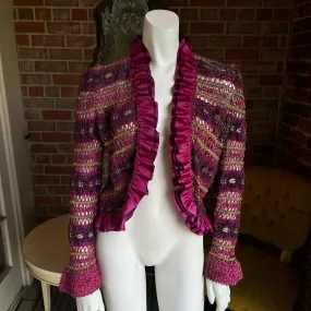 1970s Violet Gold Crochet Cardigan