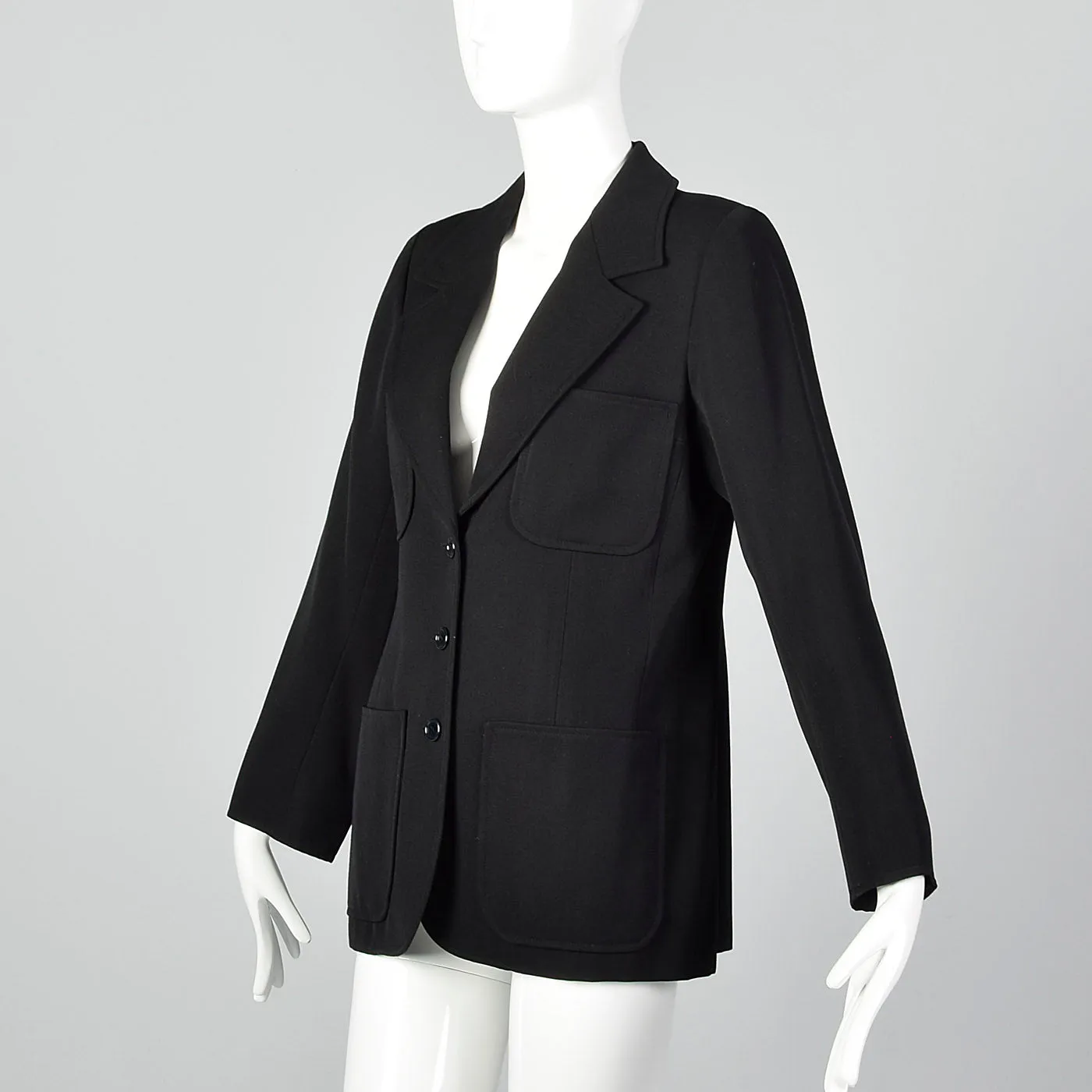 1970s Yves Saint Laurent Rive Gauche Black Twill Blazer