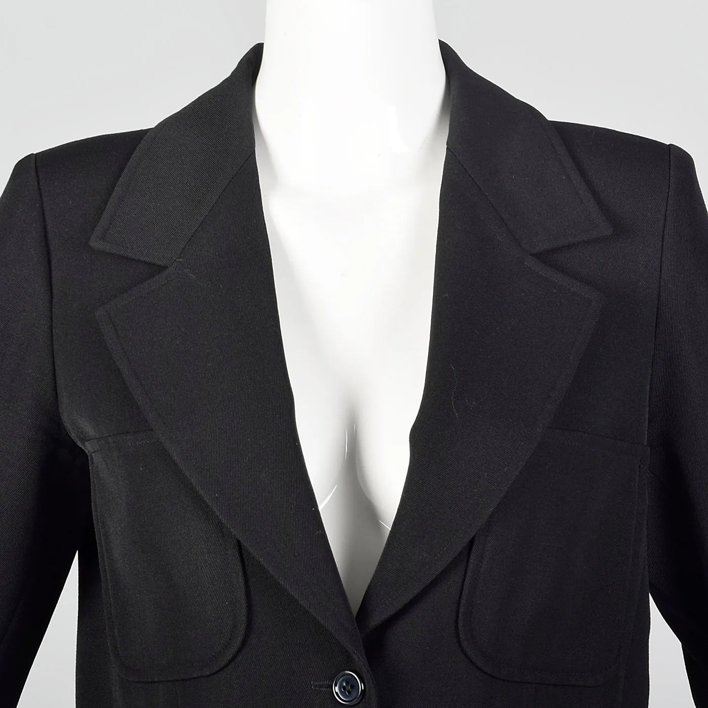 1970s Yves Saint Laurent Rive Gauche Black Twill Blazer