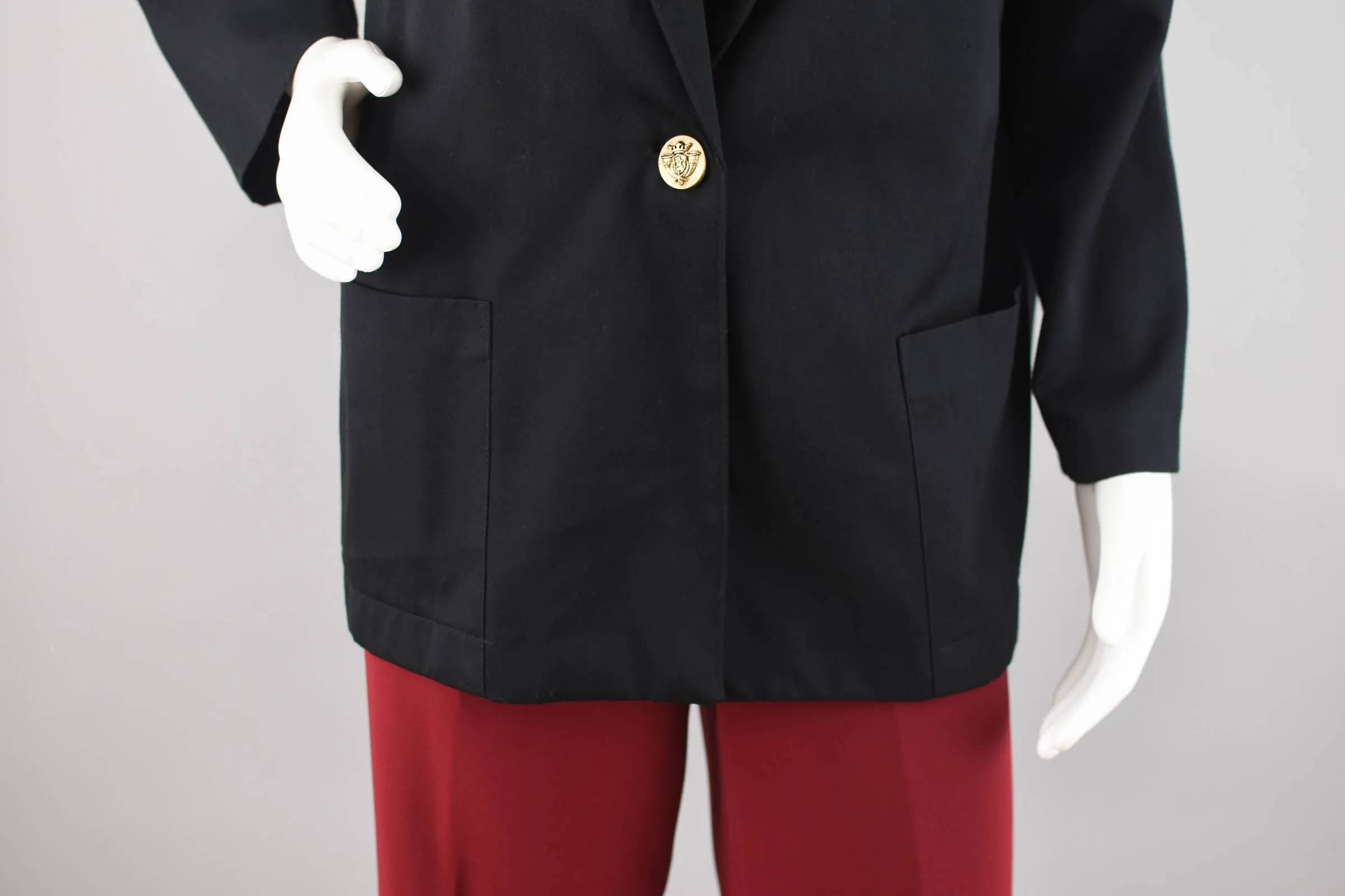 80s Black Oversized Boyfriend Blazer, Women's Medium