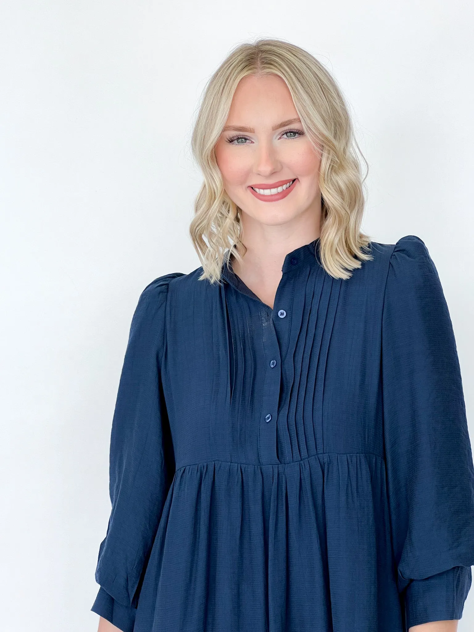 Abigail - Navy 3/4 Sleeve Dress