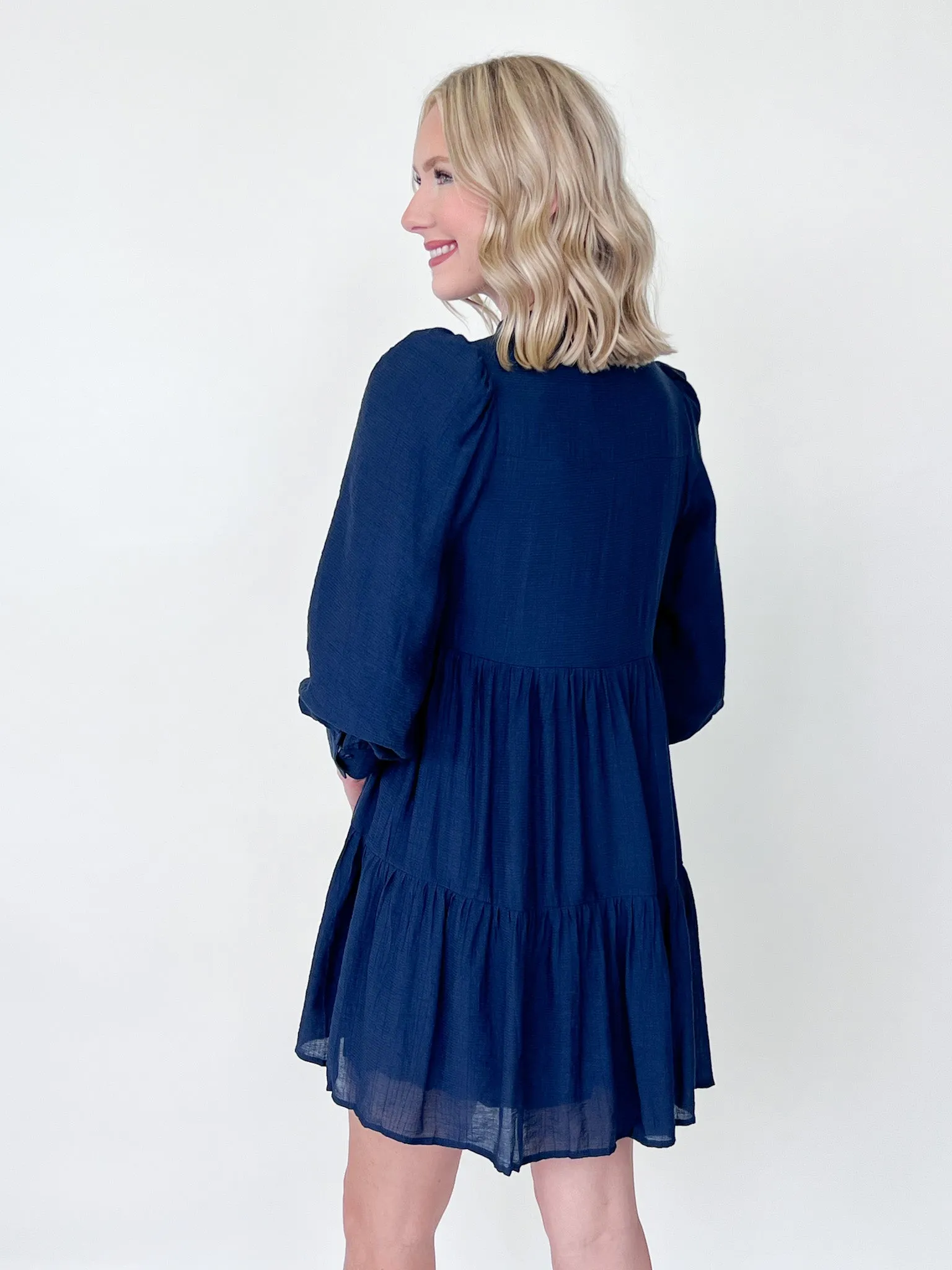 Abigail - Navy 3/4 Sleeve Dress