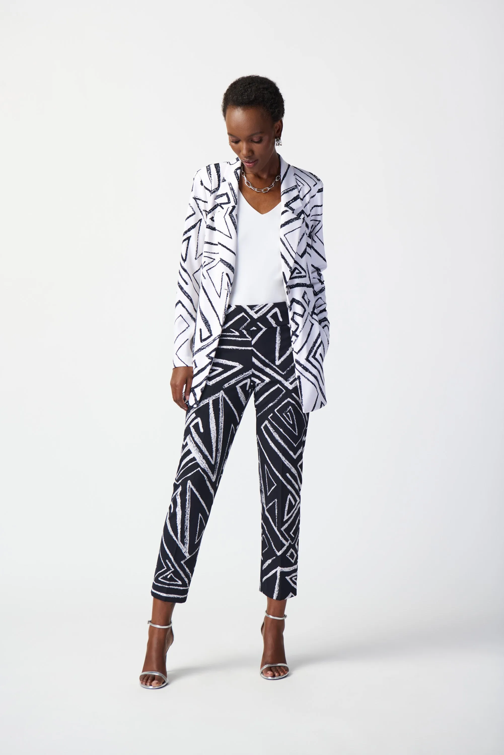 Abstract Print Silky Knit Blazer