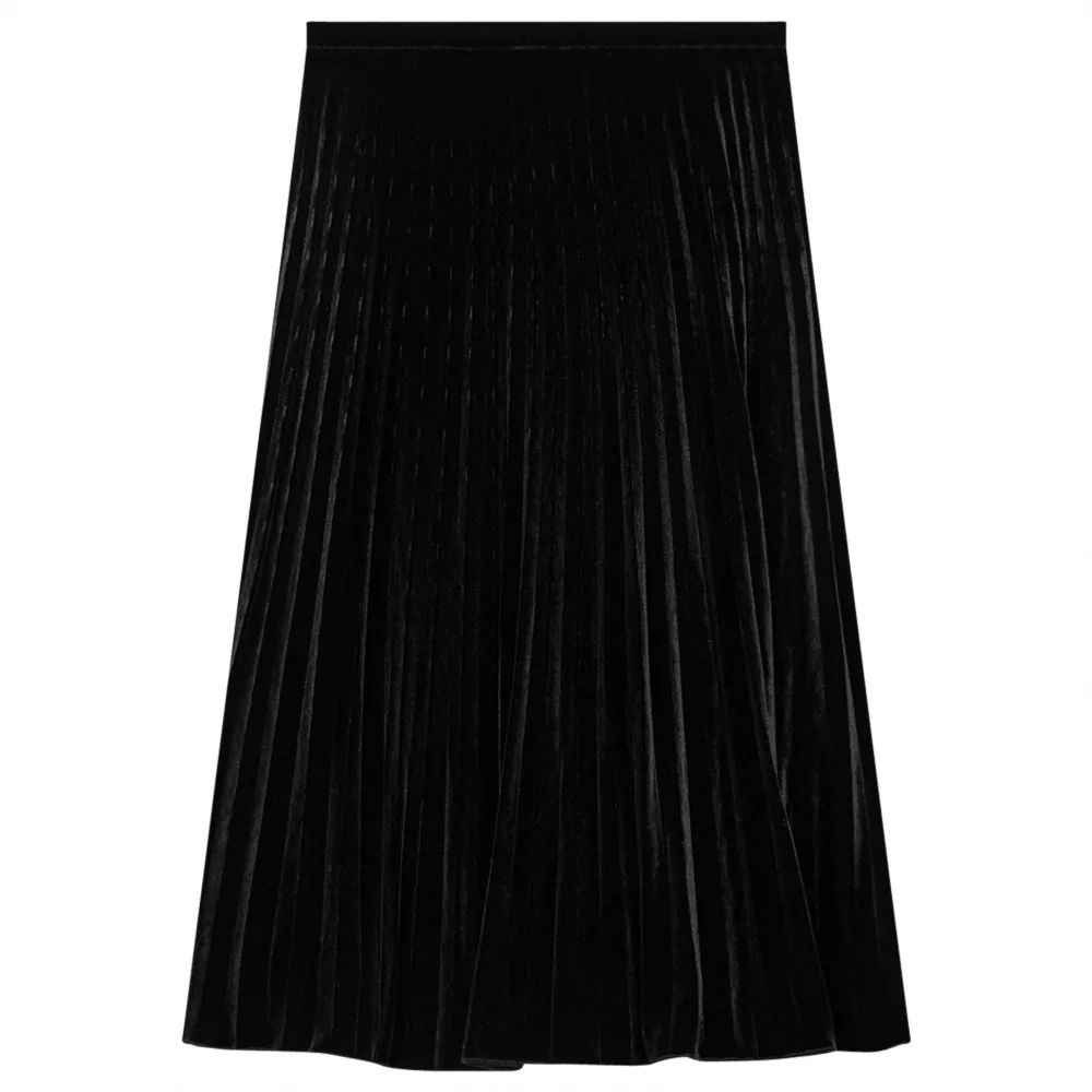 Accordian Pleated Velour Short Skirt