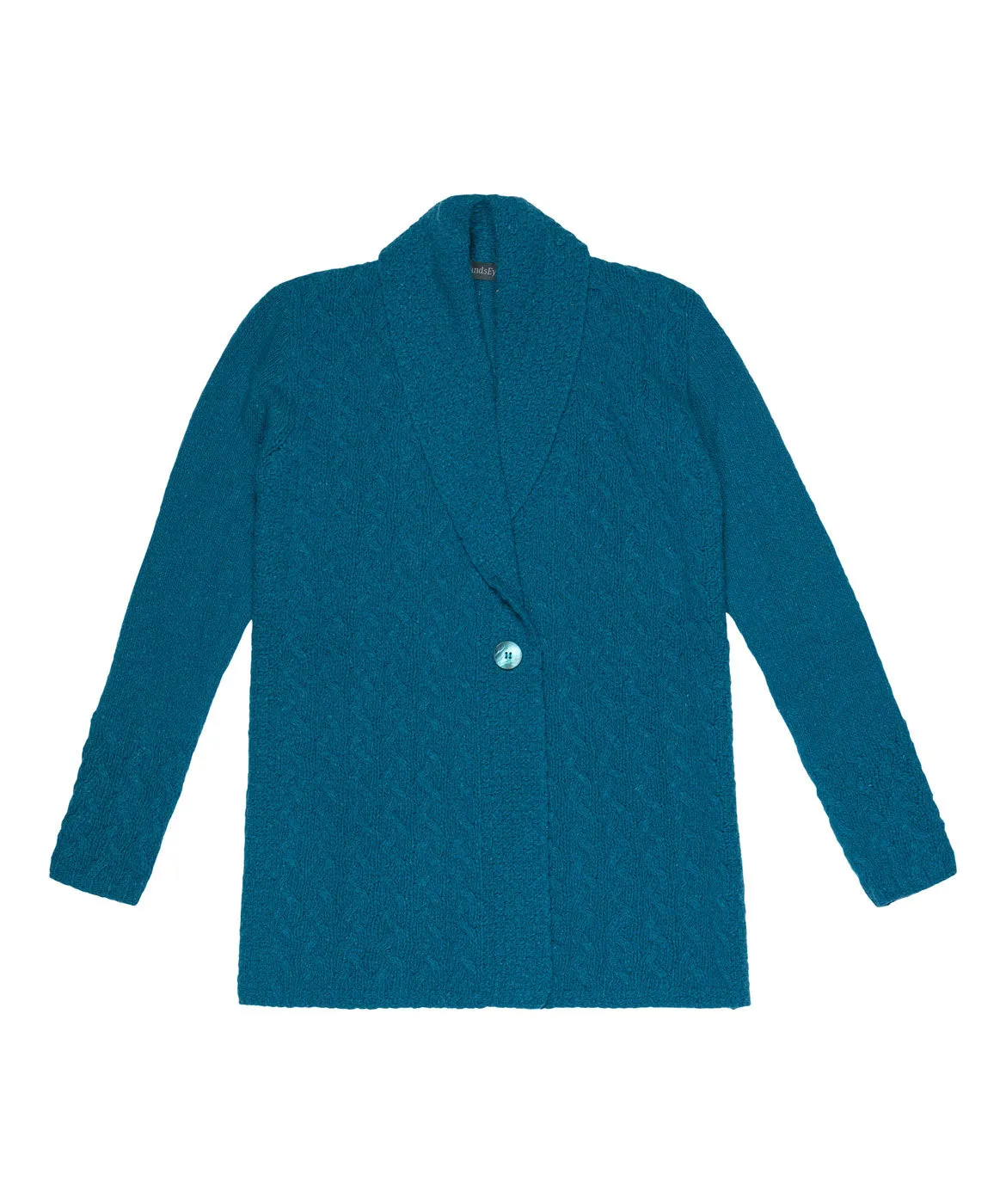 Adare Cable One Button Cardigan Teal Harbour