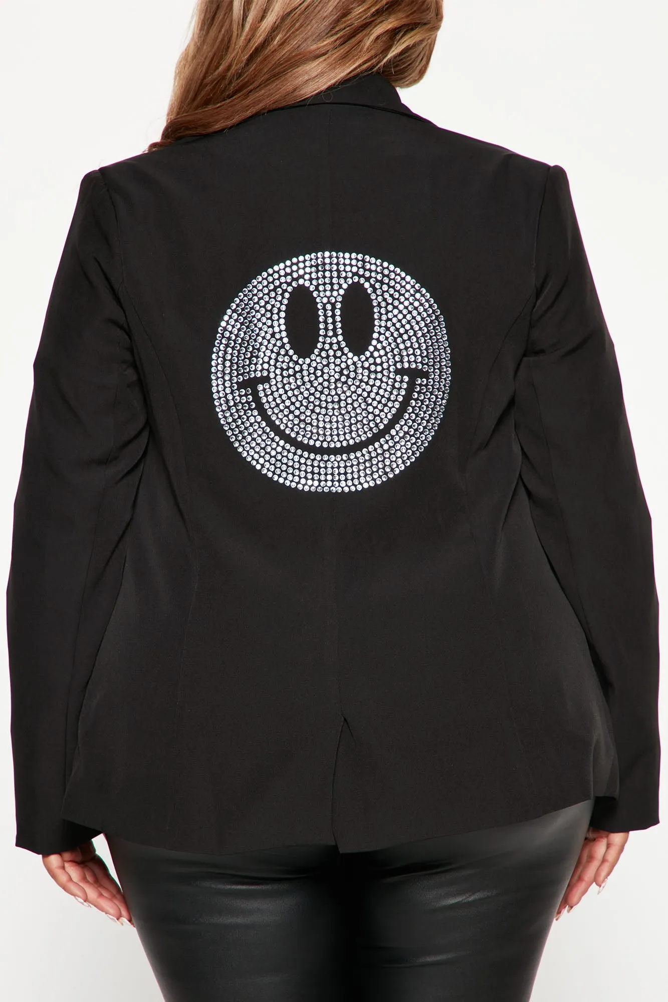 All Smiles Rhinestone Blazer - Black