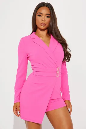 Astrid Blazer Romper - Hot Pink