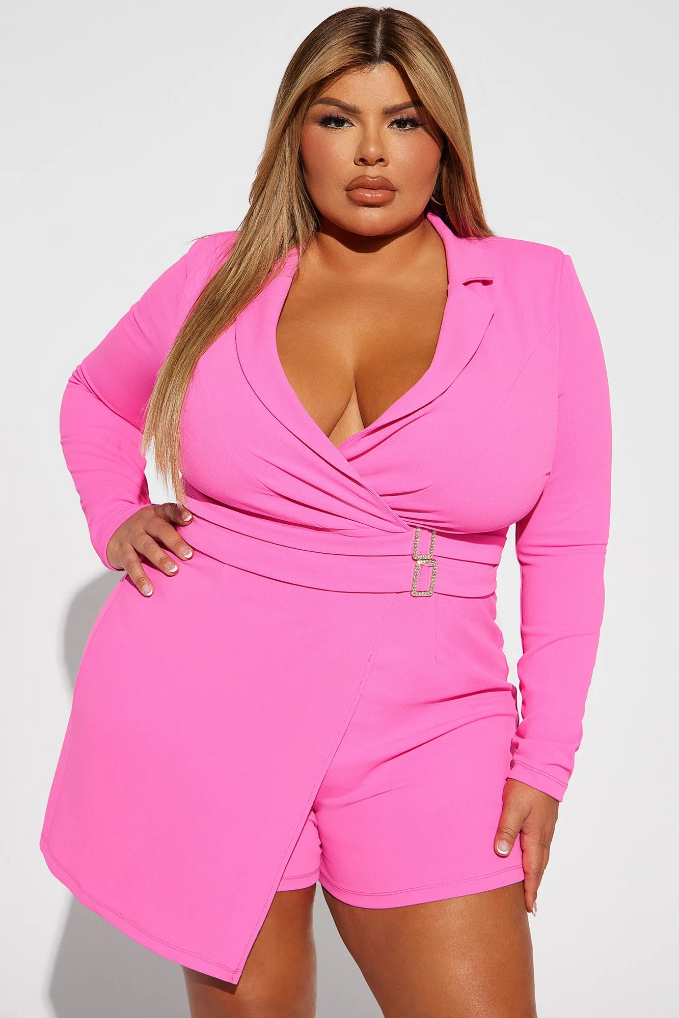 Astrid Blazer Romper - Hot Pink