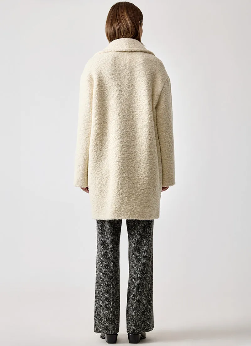 Astrid White Boucle Alpaca Coat