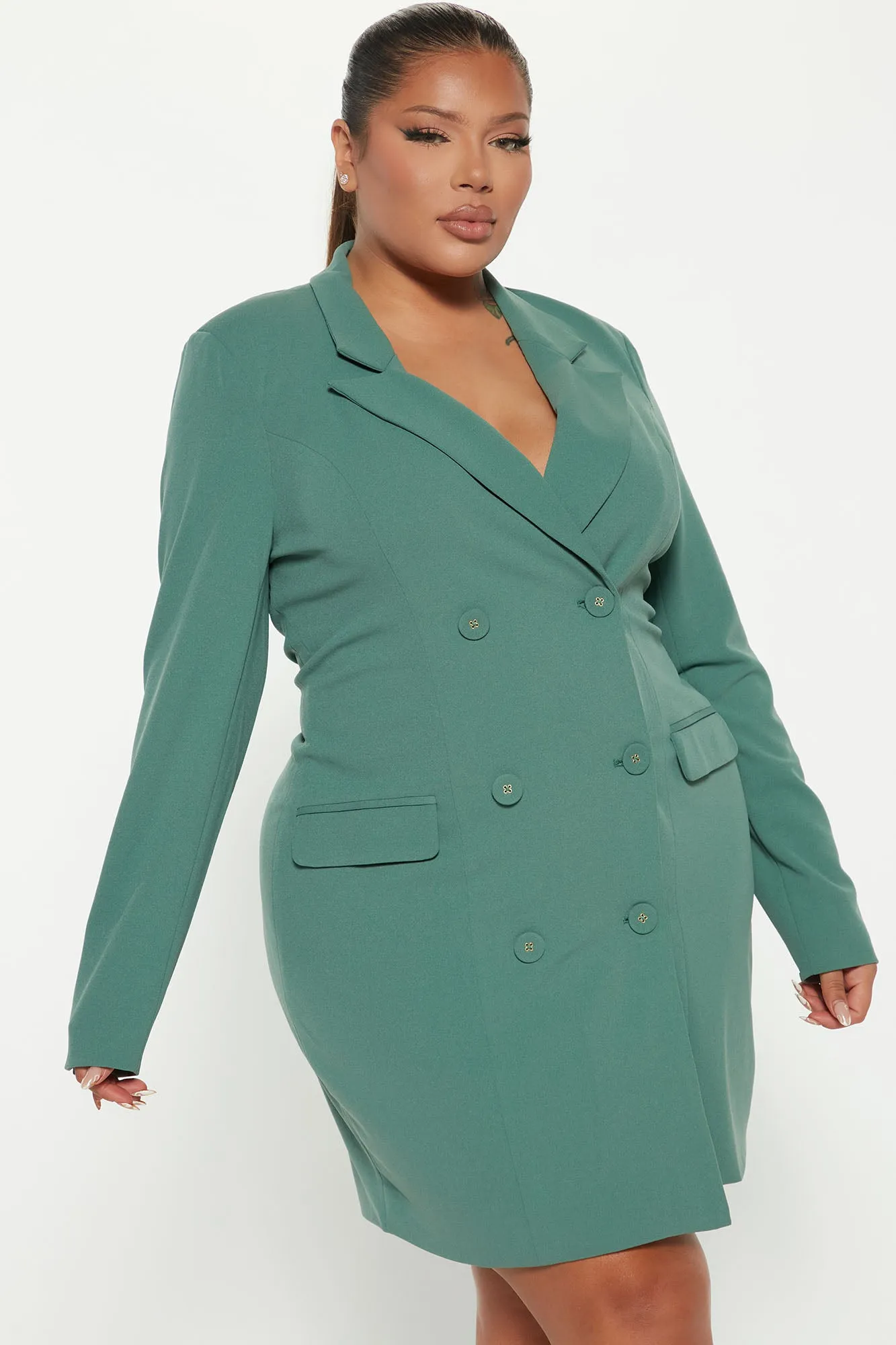 At the Office Blazer Dress - Sage