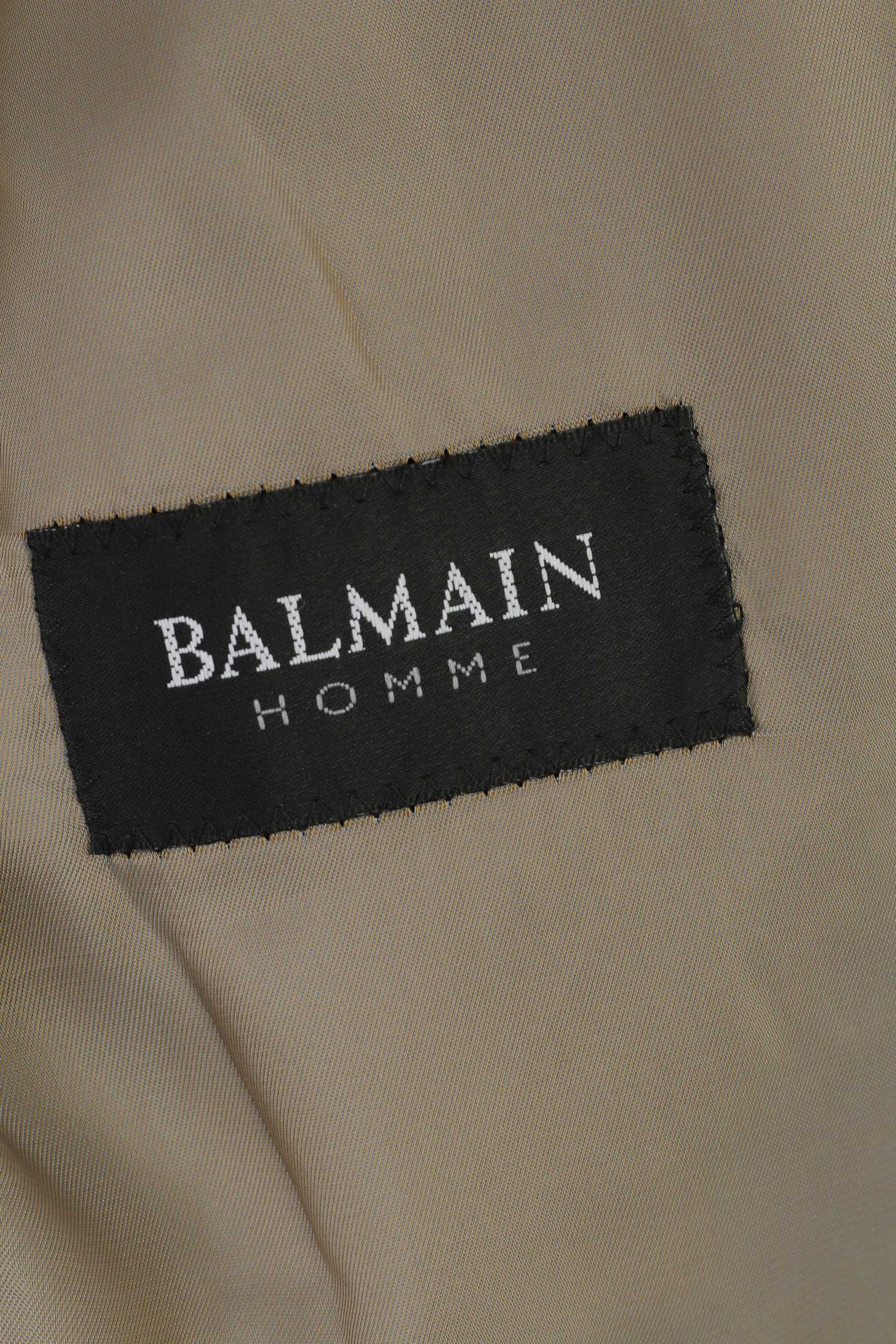 Balmain Homme Men M Blazer Dark Brown Breasted Long Sleeve Elegant Top