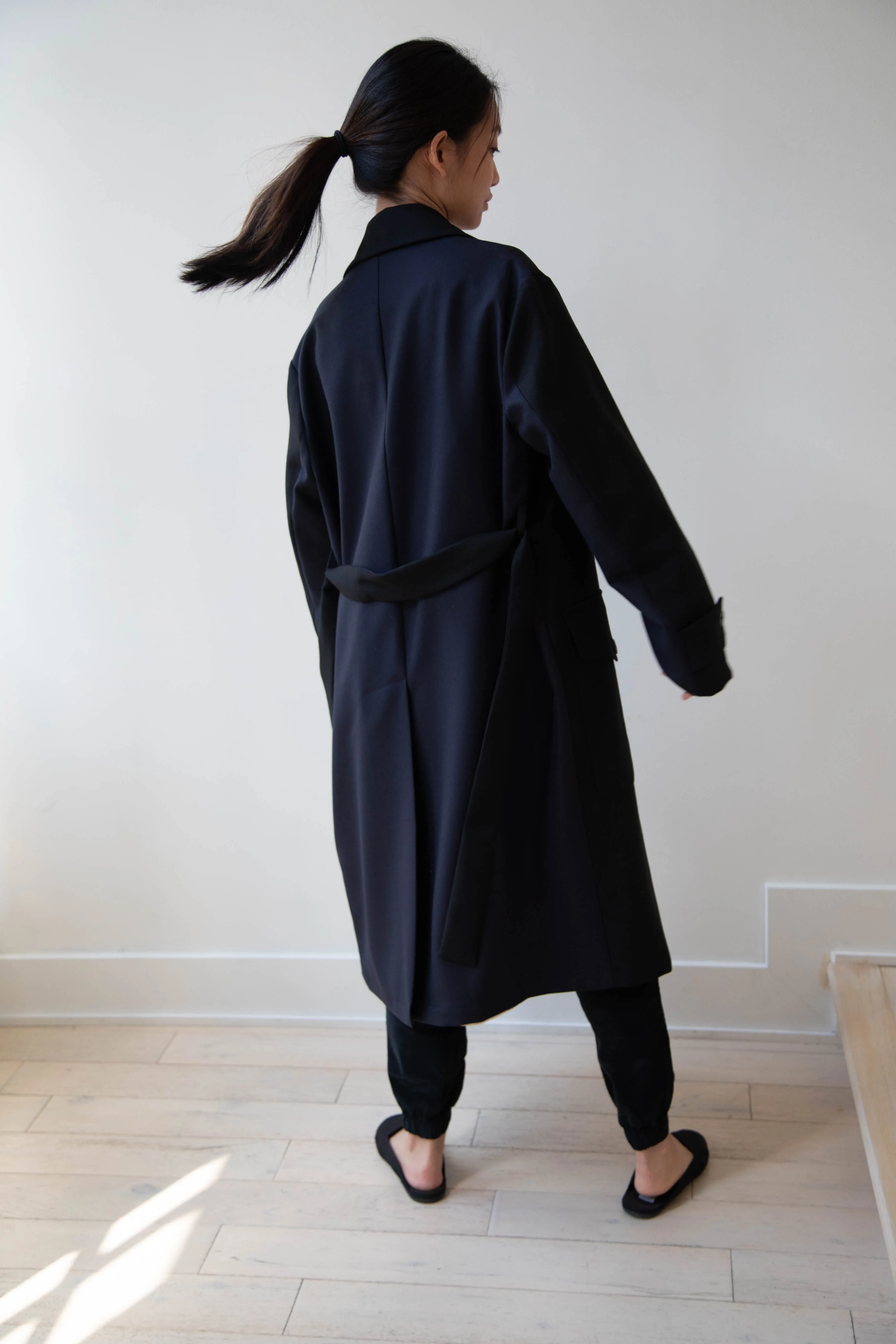 Barena Venezia Zanette Wool Coat in Black & Navy