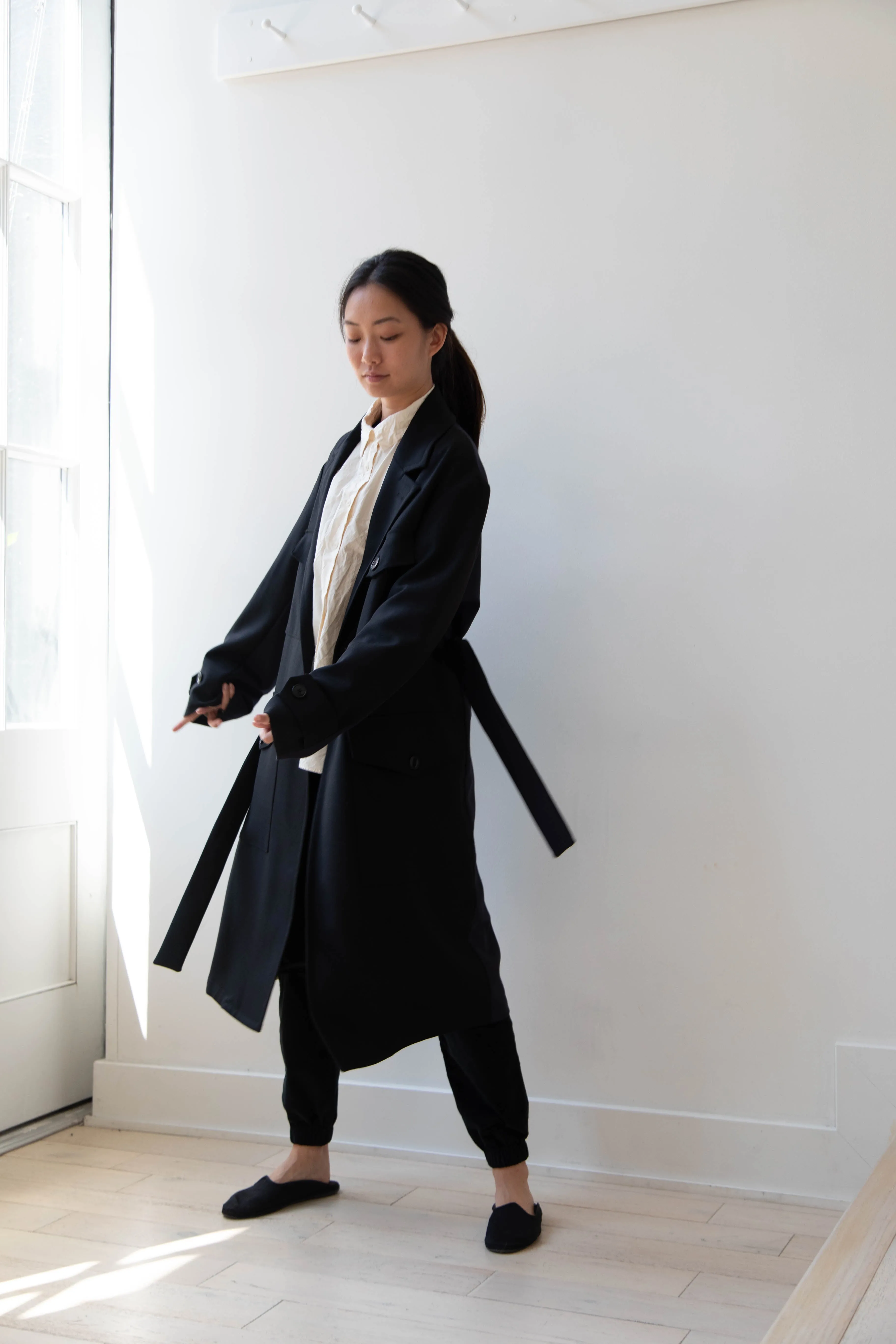 Barena Venezia Zanette Wool Coat in Black & Navy