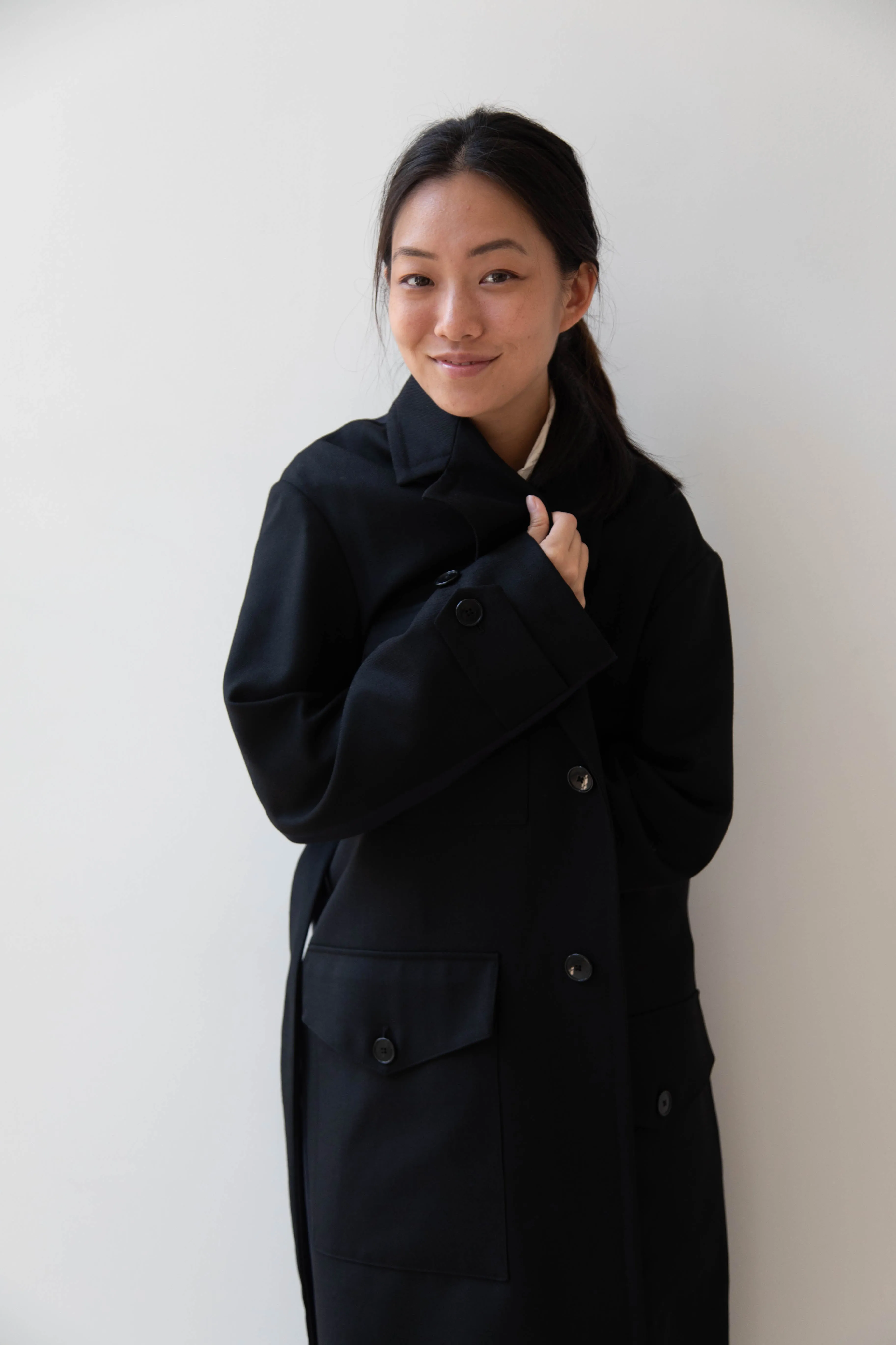 Barena Venezia Zanette Wool Coat in Black & Navy