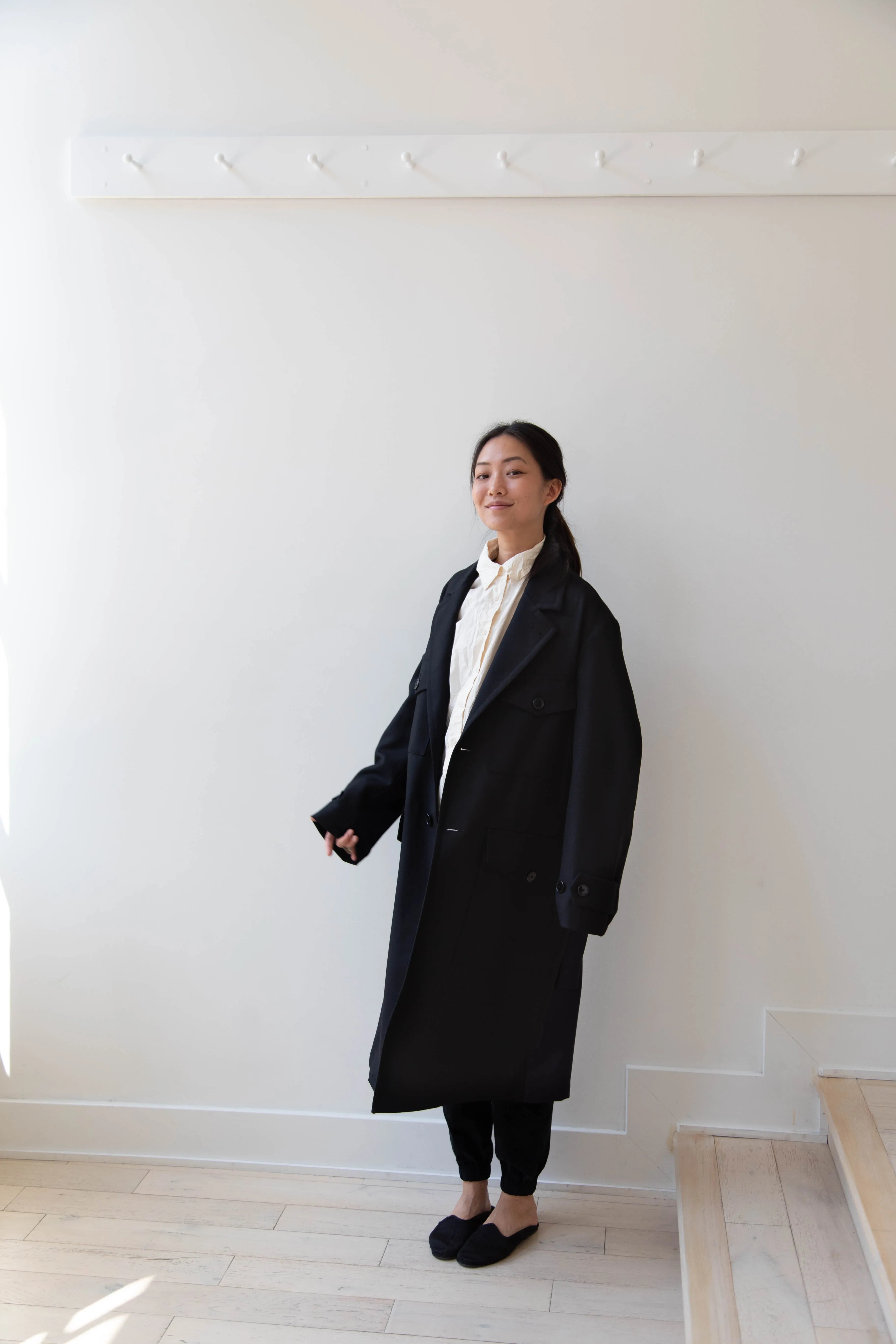 Barena Venezia Zanette Wool Coat in Black & Navy