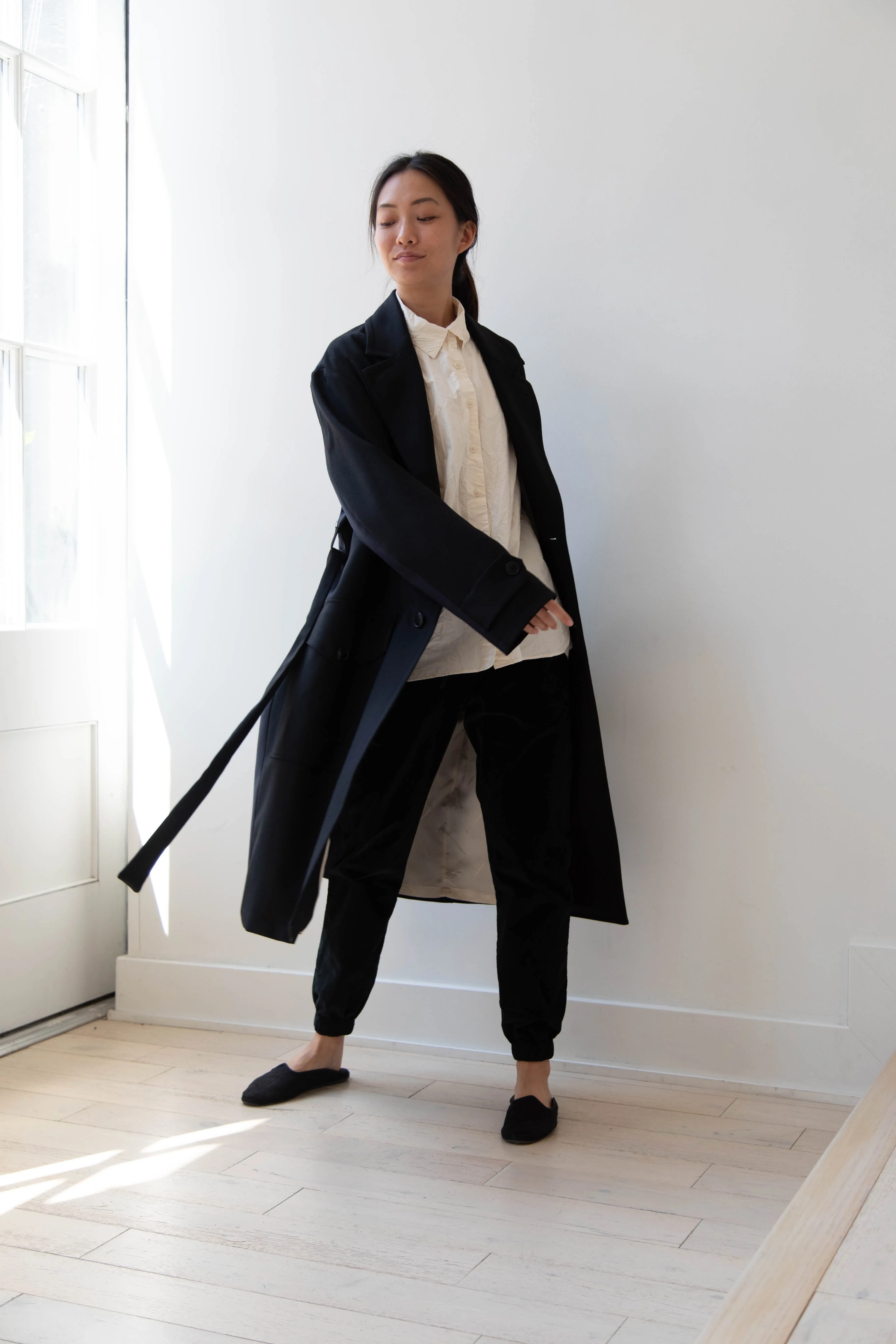 Barena Venezia Zanette Wool Coat in Black & Navy