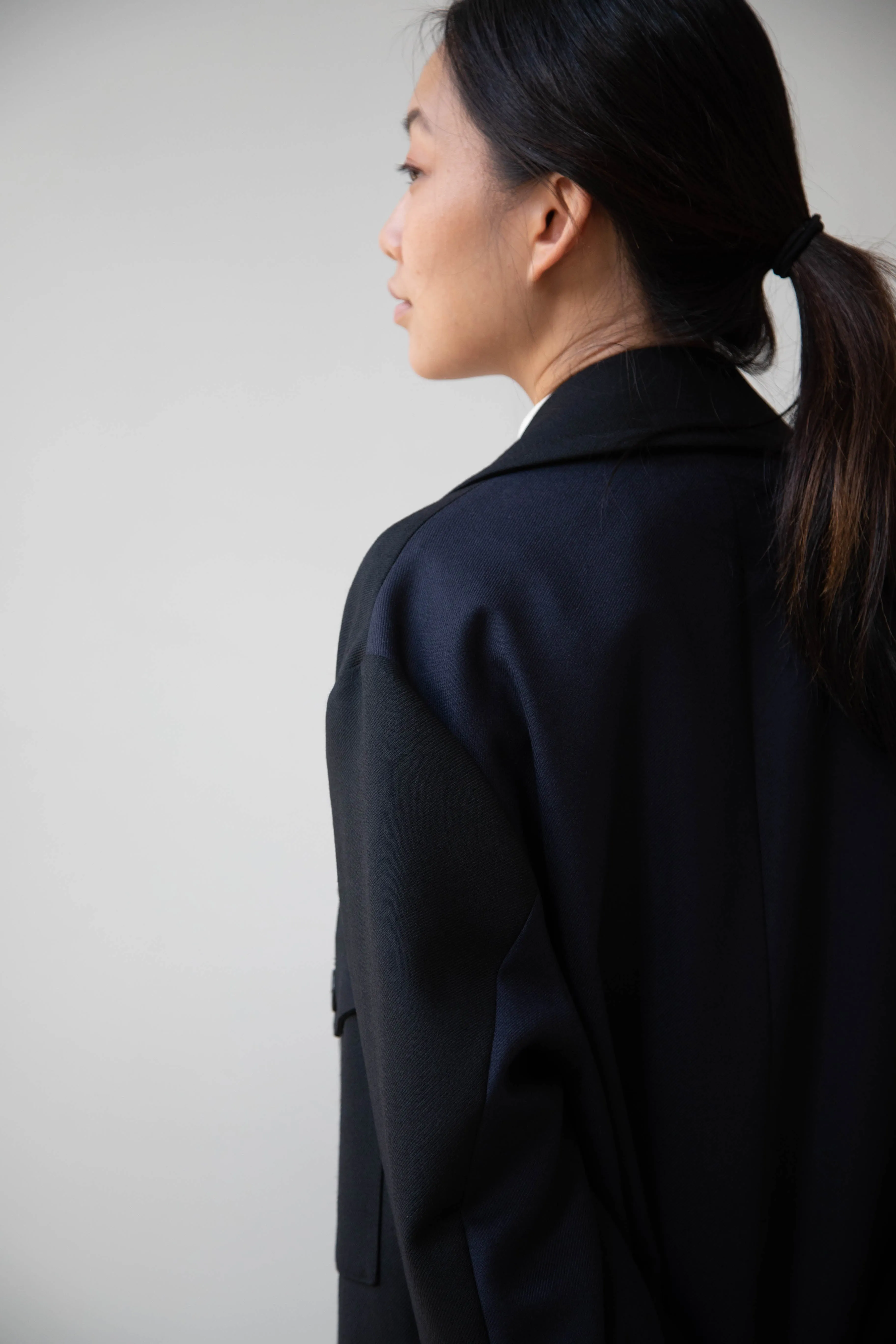 Barena Venezia Zanette Wool Coat in Black & Navy