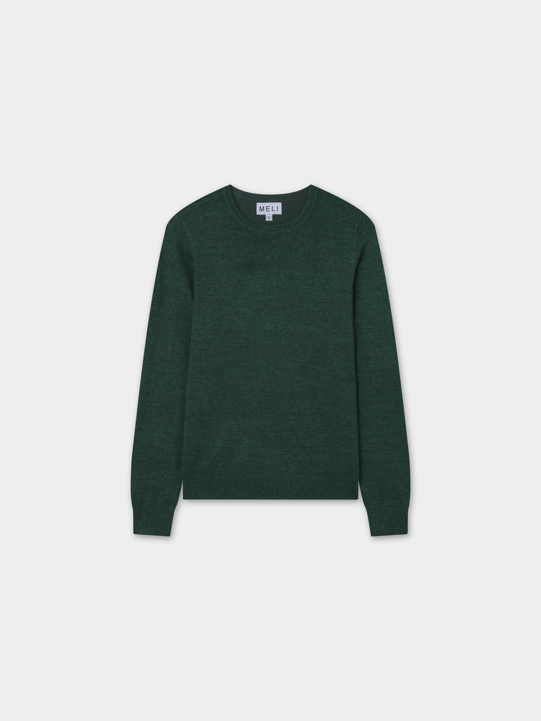 Basic Crew Sweater LS-Heathered Green