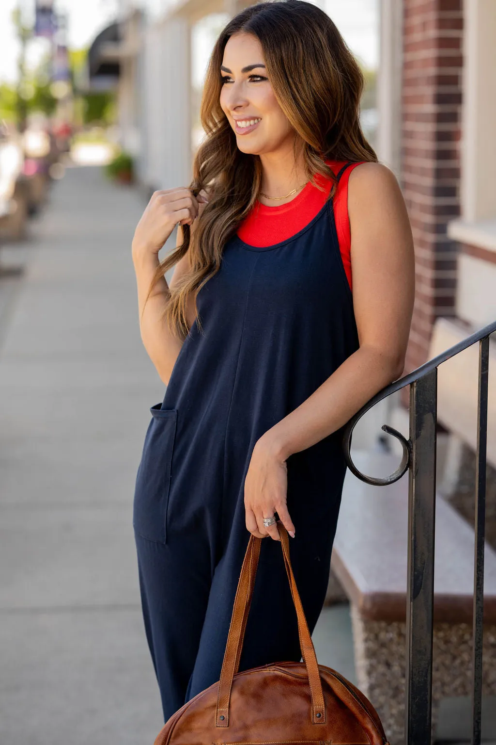 Basic Two Pocket Cropped Tank Jumpsuit