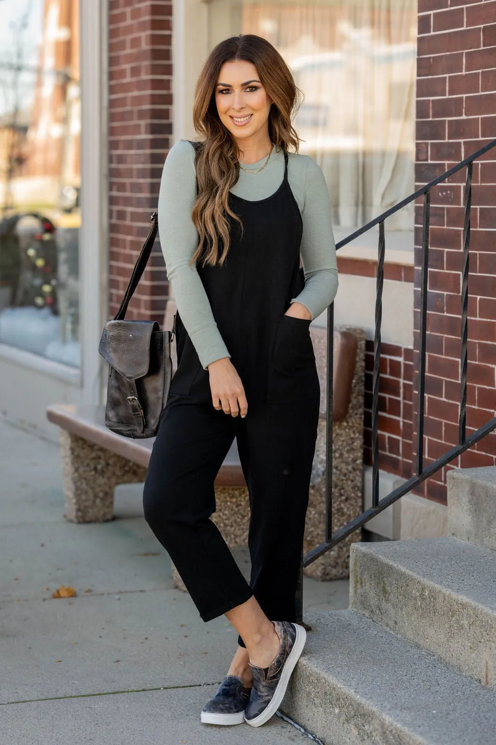 Basic Two Pocket Cropped Tank Jumpsuit