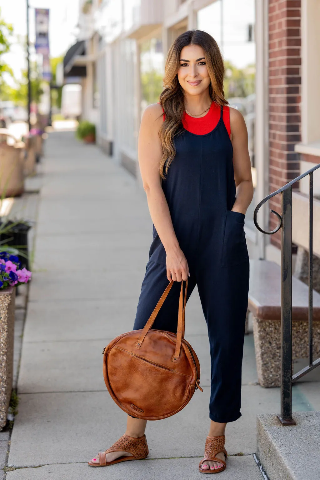 Basic Two Pocket Cropped Tank Jumpsuit