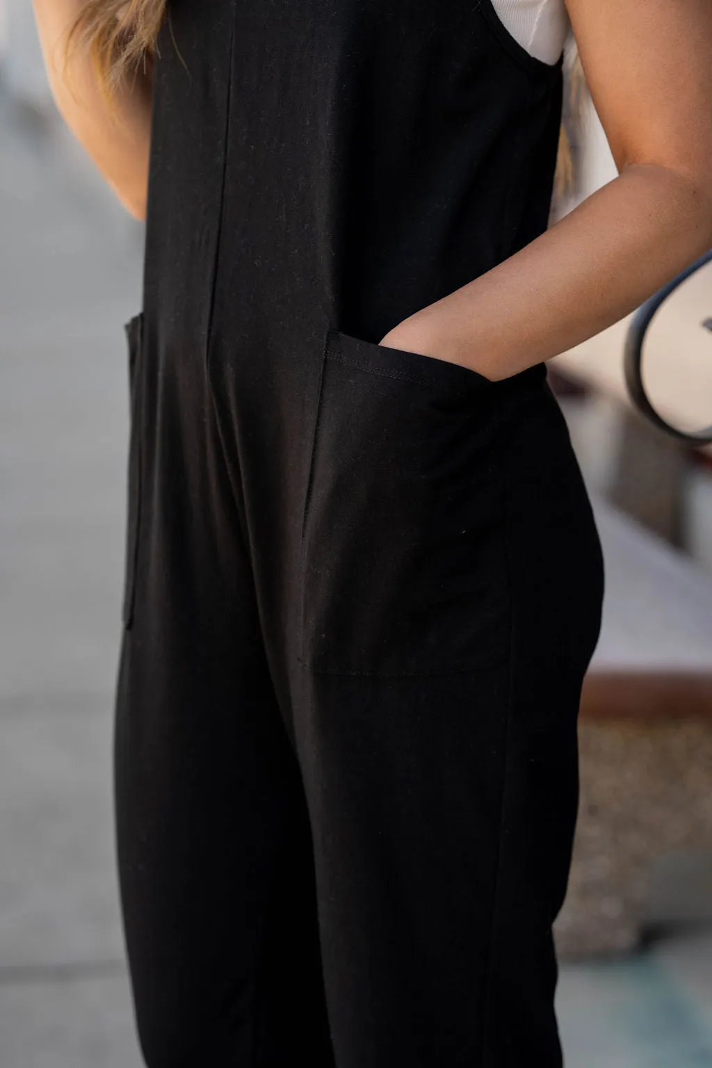 Basic Two Pocket Cropped Tank Jumpsuit