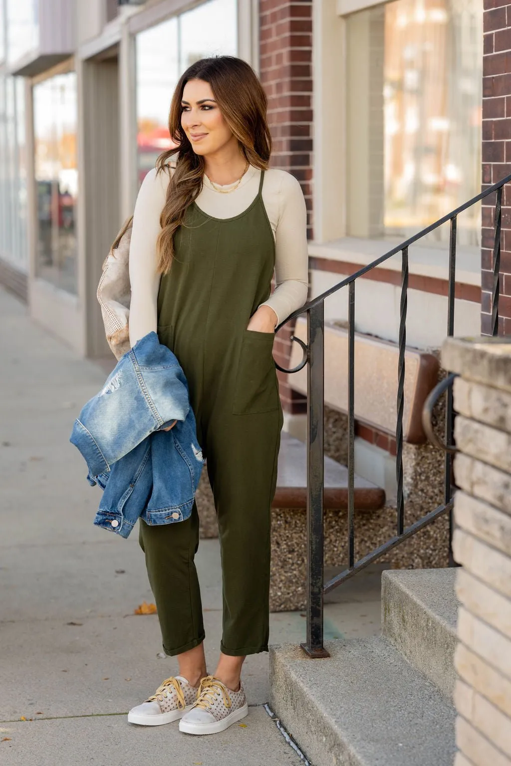 Basic Two Pocket Cropped Tank Jumpsuit