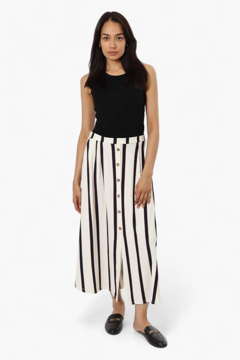 Beechers Brook Striped Button Down Skirt - White