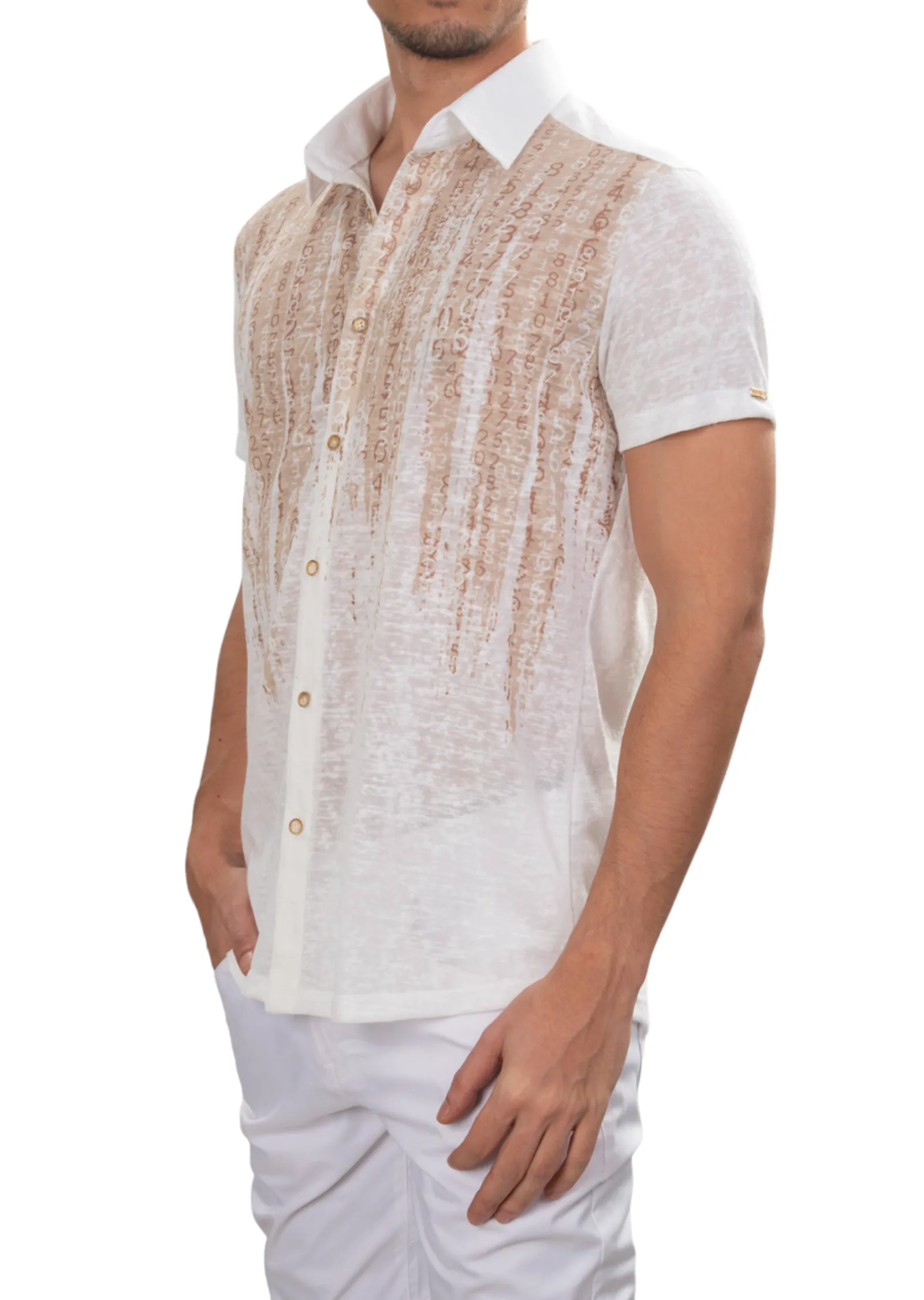 Beige Matrix Degraded Linen Shirt