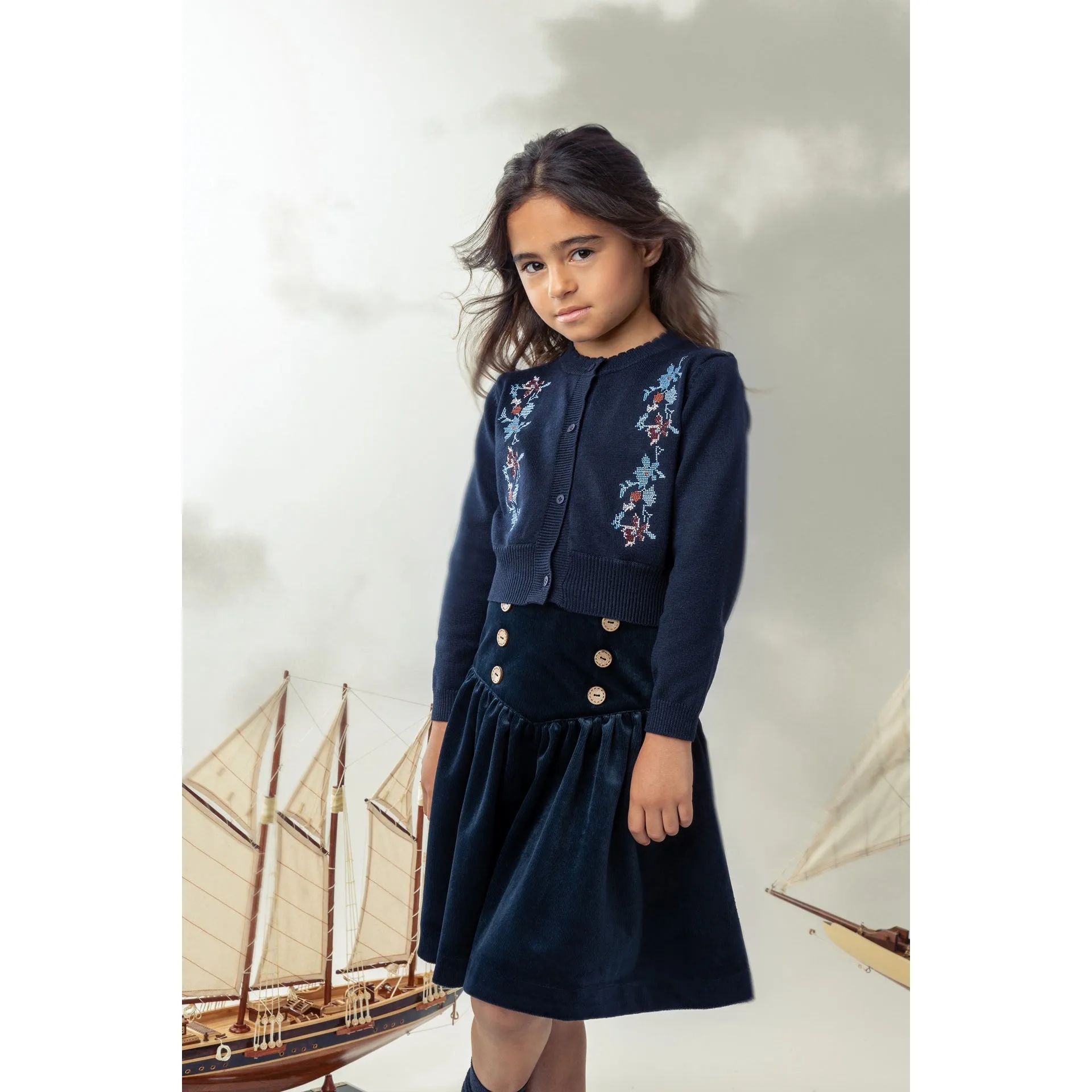 Belati Black Cross Stitch Embroidered Cardigan ( BKN362 )