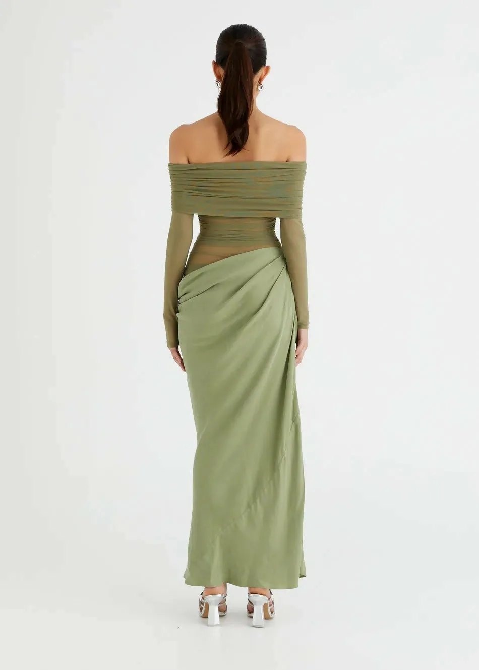 Benni Yasmin Off-Shoulder Maxi Dress Green