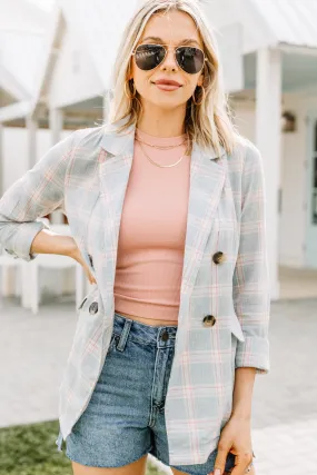 Big Dreams Light Blue Plaid Blazer