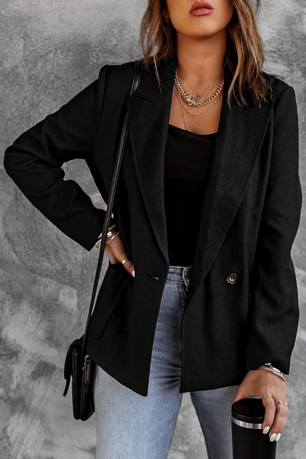 Black Collar Detail Blazer