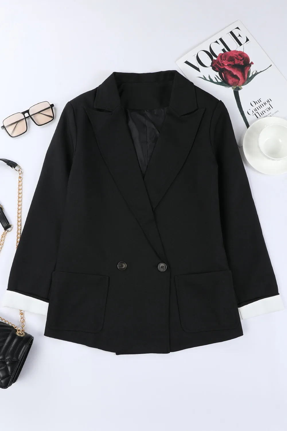 Black Collar Detail Blazer