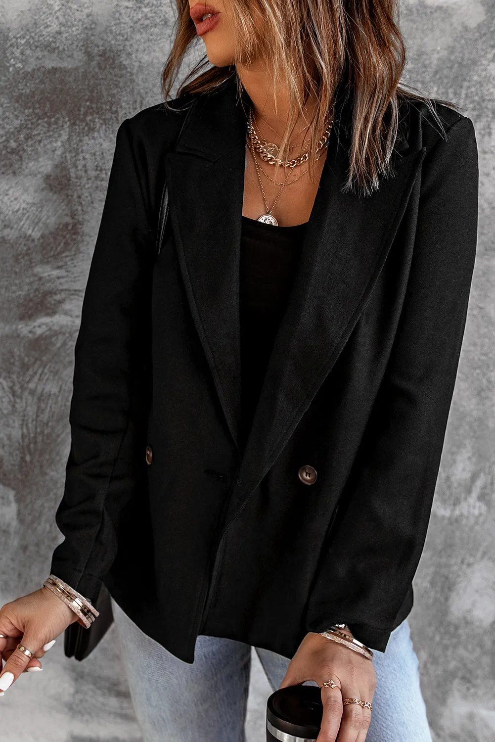 Black Collar Detail Blazer