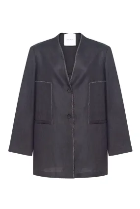 BLACK OVERSIZED SINGLE-BREASTED BLAZER