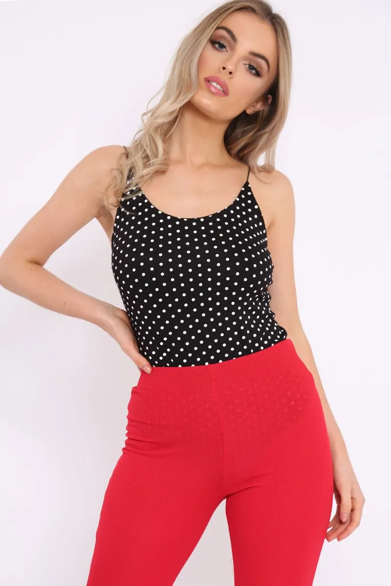 Black Polka Dot Bodysuit - Tari