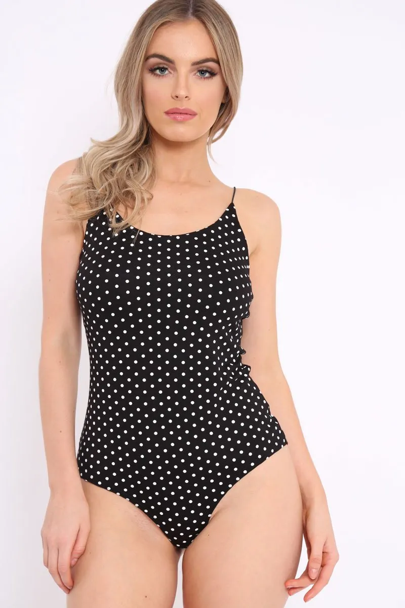 Black Polka Dot Bodysuit - Tari