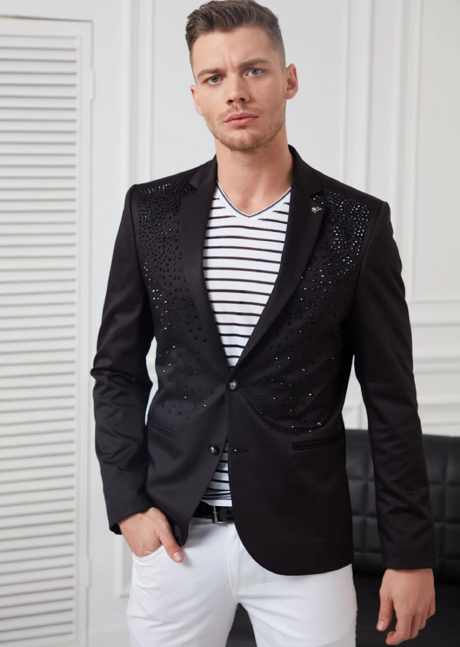 Black Rhinestone Luxury Blazer