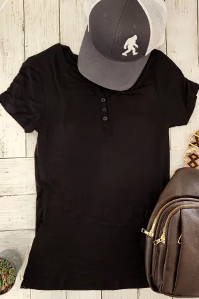 Black Short Sleeve Jersey Top