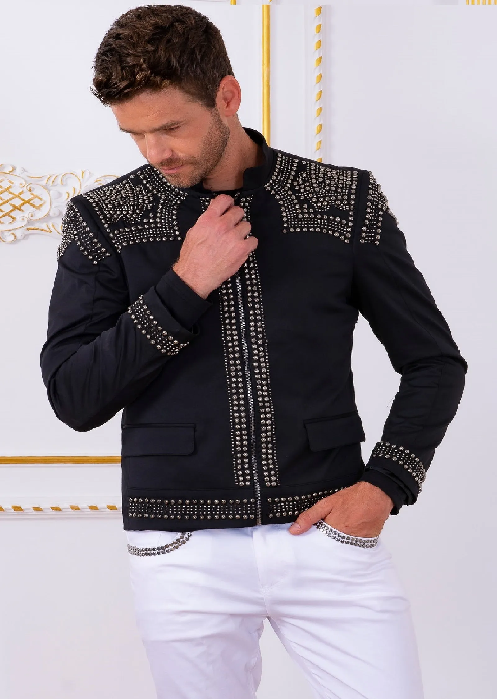 Black Silver "Luxe" Studded Jacket