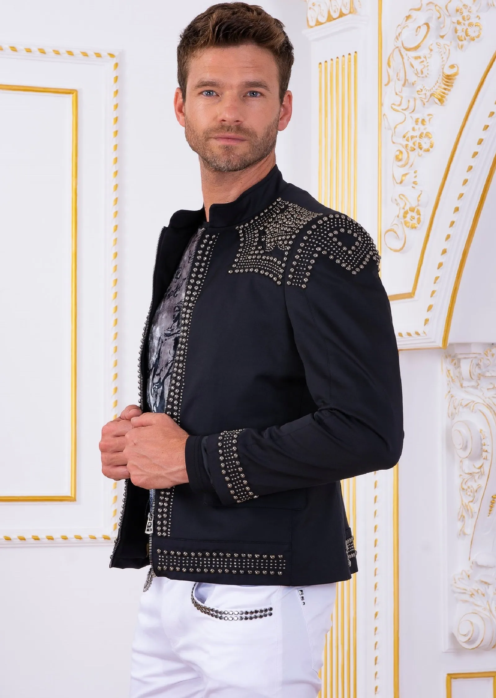 Black Silver "Luxe" Studded Jacket