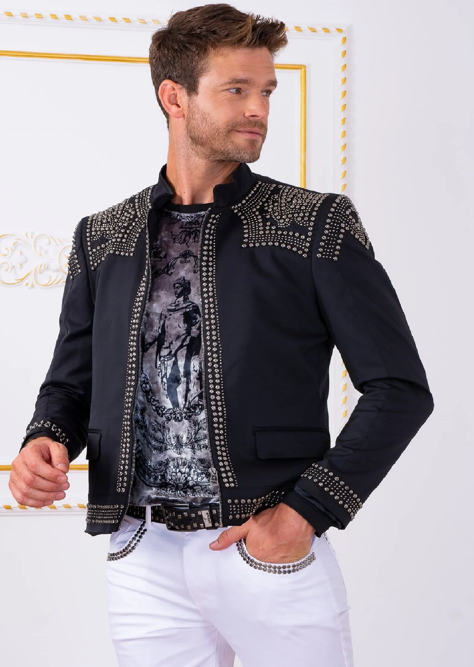 Black Silver "Luxe" Studded Jacket