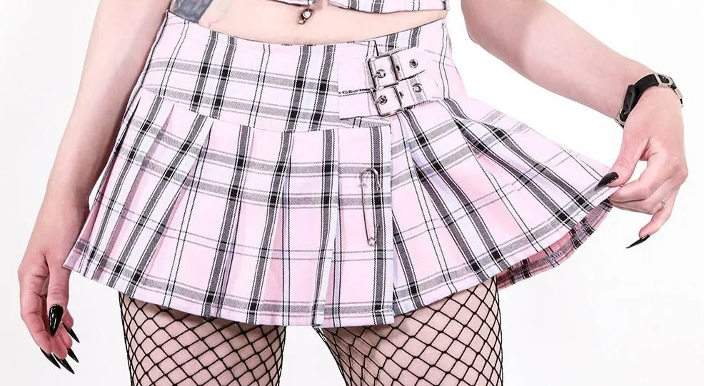 Black/Pink Plaid World's End Mini Skirt