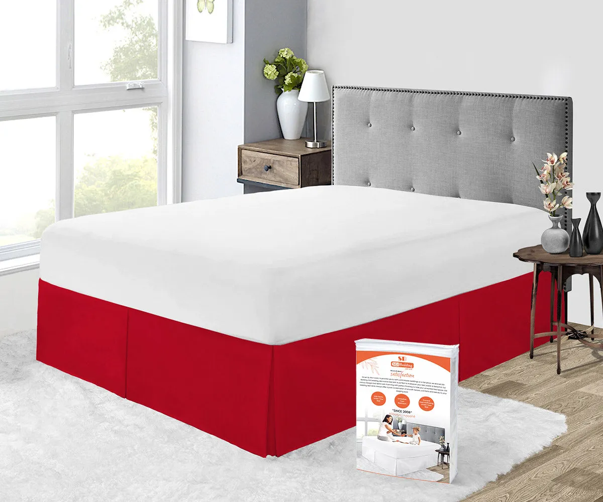 BLOOD RED PLEATED BED SKIRT